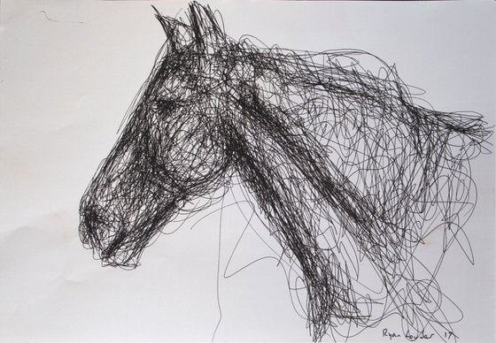 Horse In Ink 9x12 Ink on paper Painting by Ryan Louder