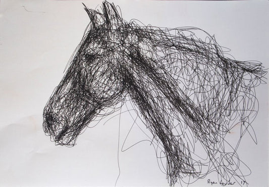 Horse In Ink 9x12 Ink on paper by Ryan  Louder - Sold