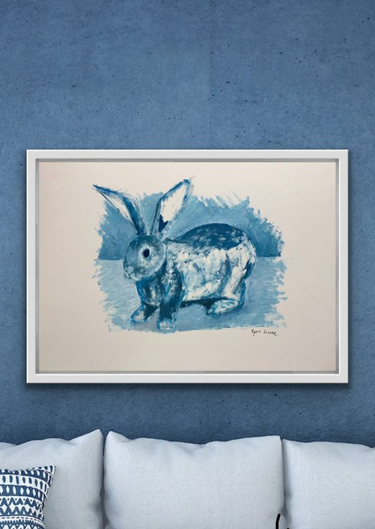 Rabbit in Blue Painting by Ryan Louder