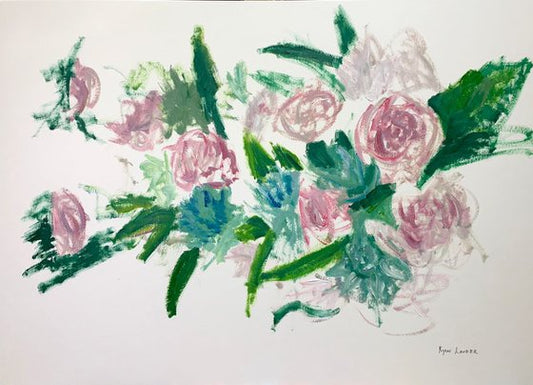 Pink Flowers  16x24 Painting by Ryan Louder