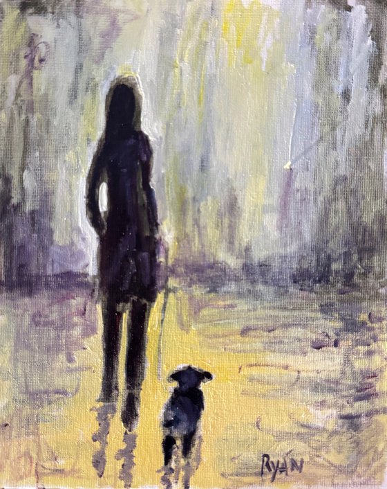 Dog Walking In The City Painting by Ryan Louder