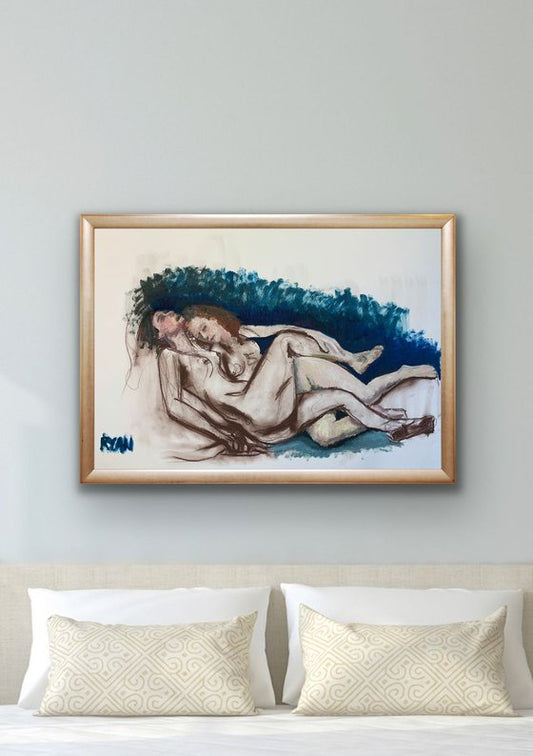 Nudes - The Sleepers Study In Oil and Charcoal Painting by Ryan Louder