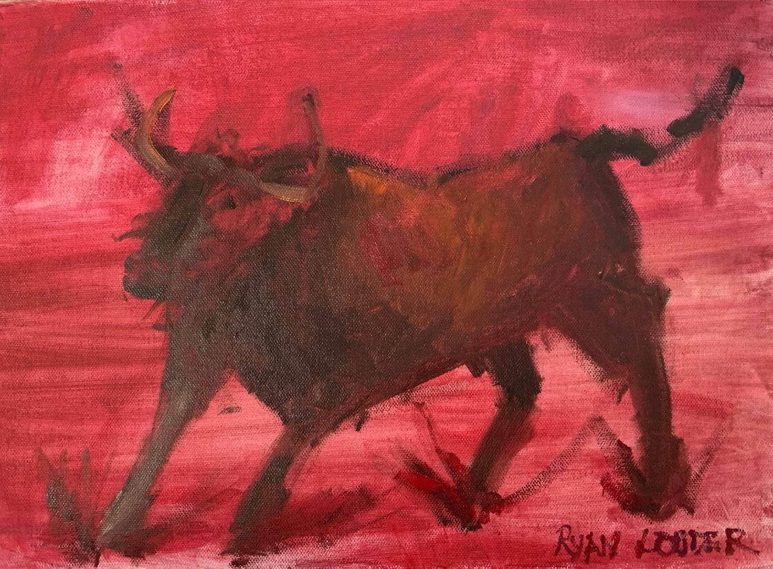 A painting titled 'Raging Bull by Ryan  Louder' by Ryan Louder