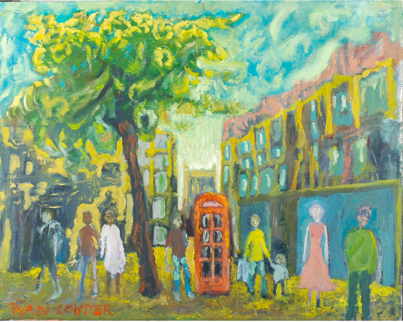 A painting titled 'Phone Box' by Ryan Louder