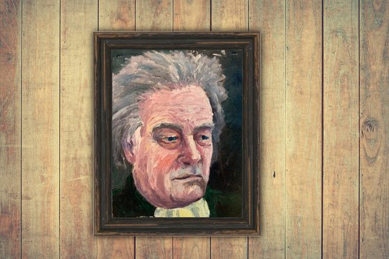 Beethoven Study In Oil - Small Portrait Painting by Ryan Louder