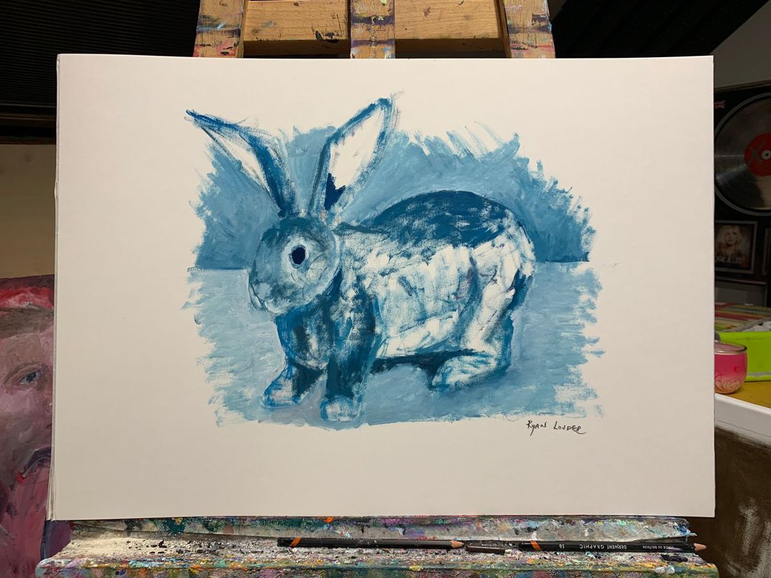 Rabbit in Blue by Ryan  Louder - Surreal Multi-Layered Vision - Fusion of Waking Life and Dreams