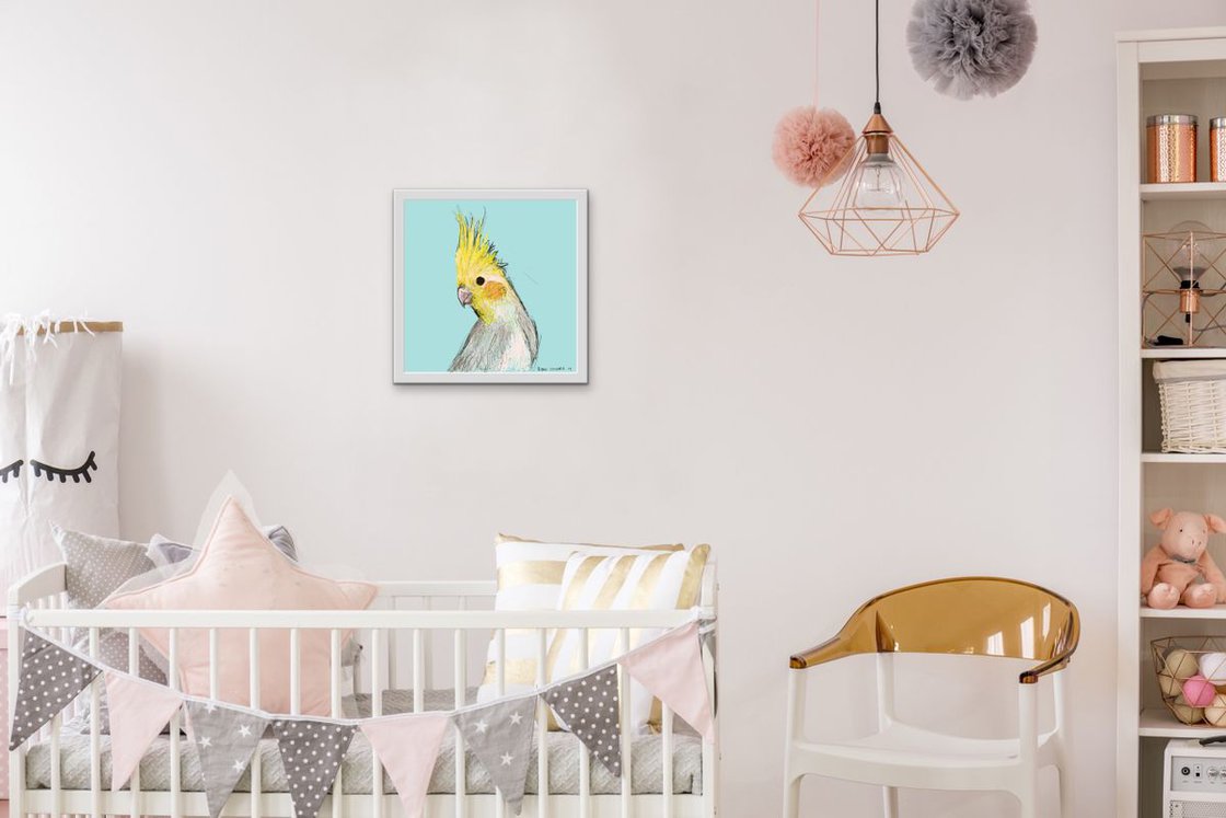 A painting titled 'Cockatiel 12x12 limited edition by Ryan  Louder' by Ryan Louder