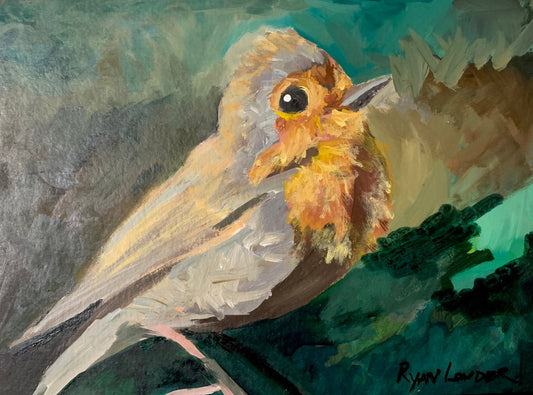 A painting titled 'Red Robin In Spring by Ryan  Louder' by Ryan Louder