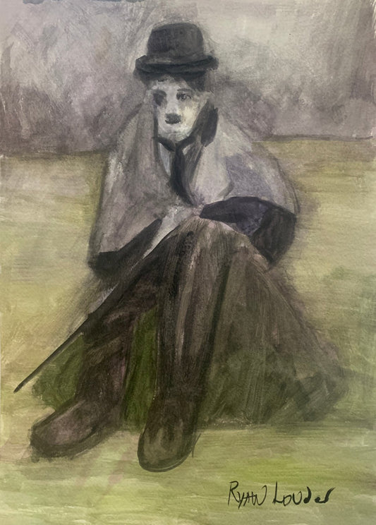 A painting titled 'Charlie Chaplin by Ryan  Louder' by Ryan Louder
