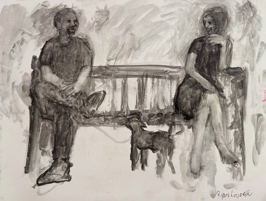 A painting titled 'How They Met by Ryan  Louder' by Ryan Louder