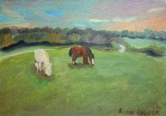 A painting titled 'Landscape with Horses by Ryan  Louder' by Ryan Louder