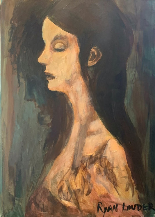 A painting titled 'Head Study of Woman by Ryan  Louder' by Ryan Louder
