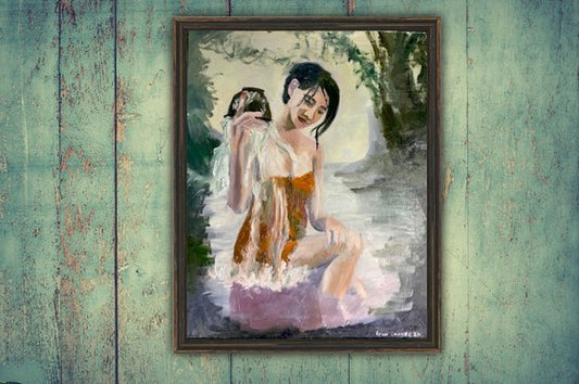 Woman Bathing Painting by Ryan Louder