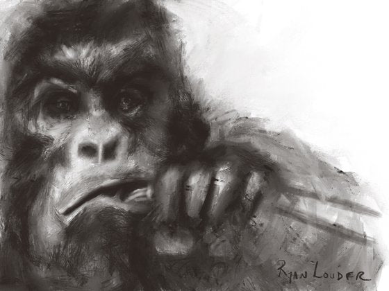 Gorilla - Lunchtime Painting by Ryan Louder