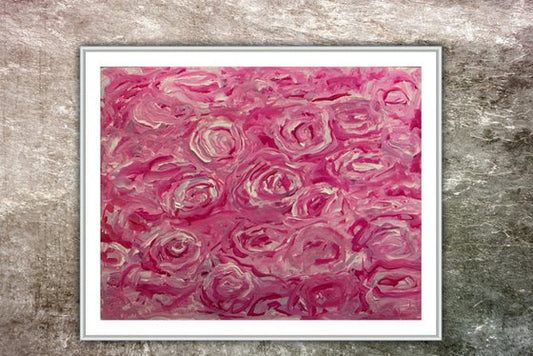 A Bed Of Pink Roses - Flower Study 12x16 on paper Painting by Ryan Louder