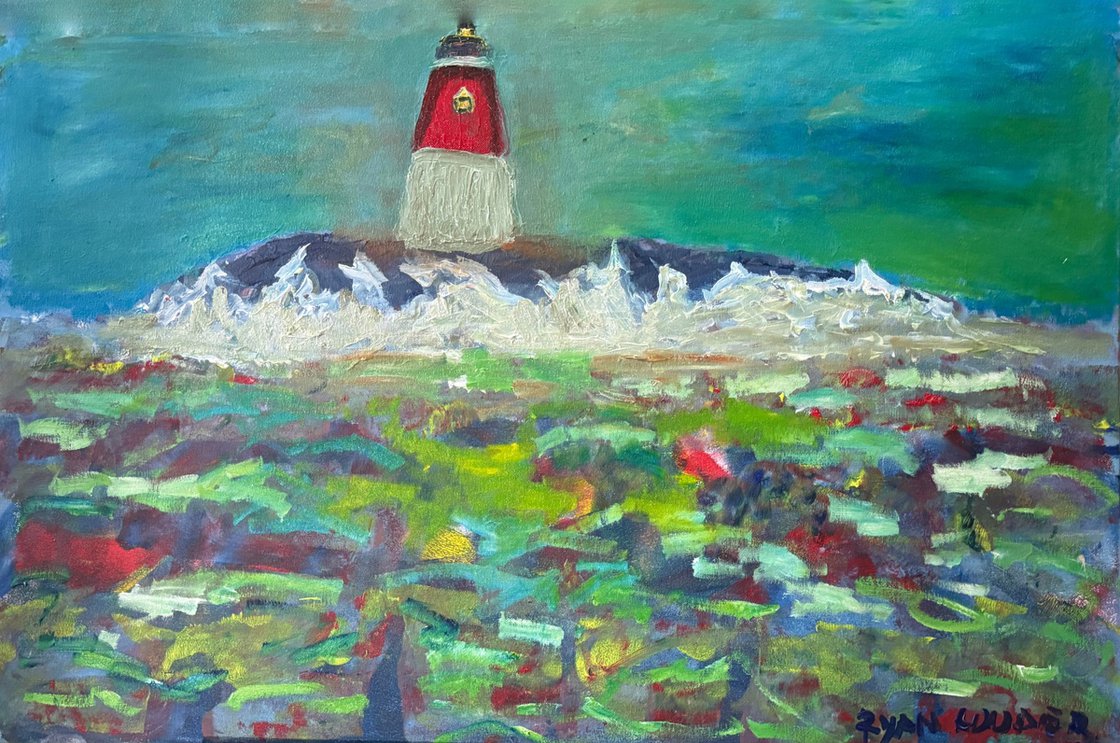 A painting titled 'By The Lighthouse by Ryan  Louder' by Ryan Louder
