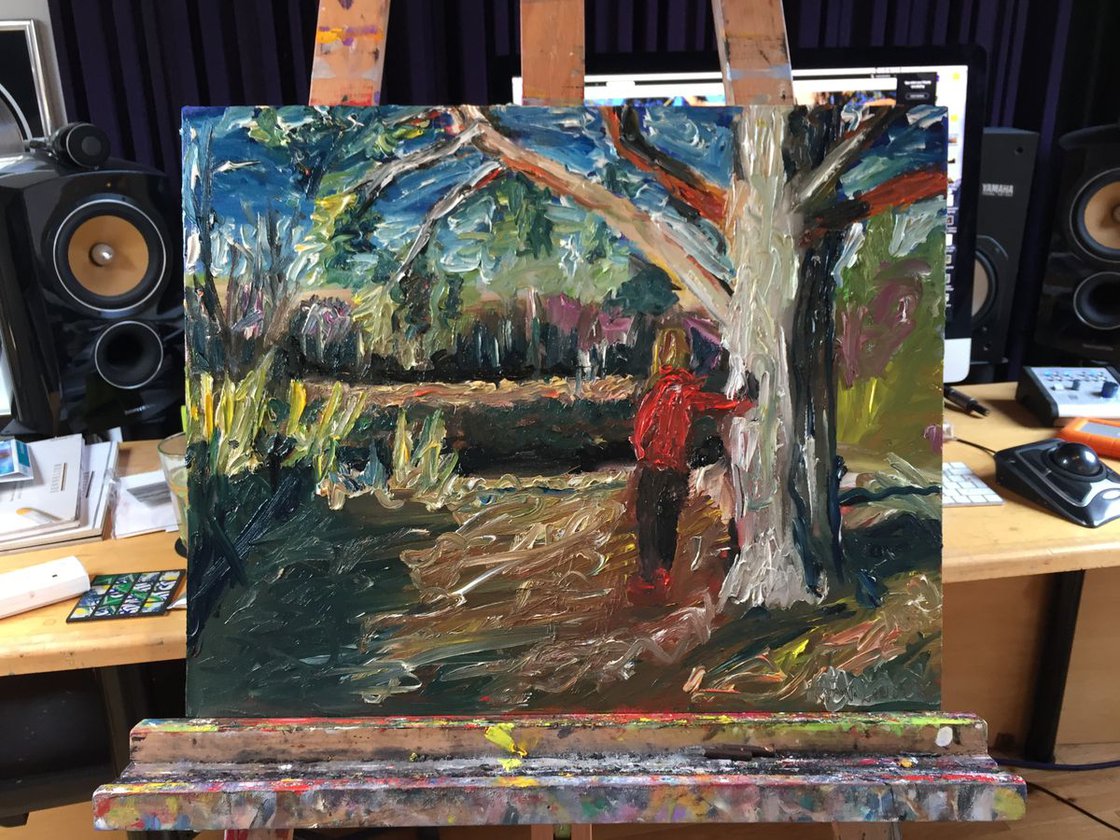 A painting titled 'Winters Day Walk In The Forest 16x12 Oil On Canvas by Ryan  Louder' by Ryan Louder