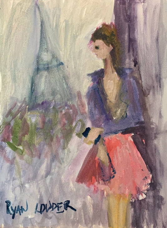 A painting titled 'Young Woman In Paris by Ryan  Louder' by Ryan Louder