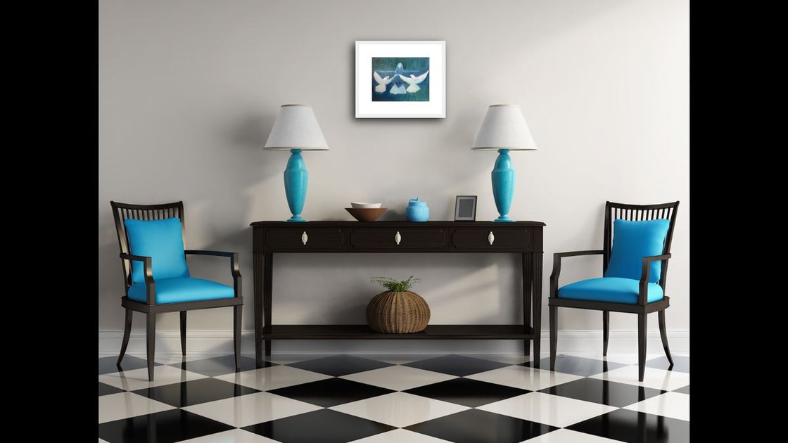 A painting titled 'Three Doves by Ryan  Louder' by Ryan Louder