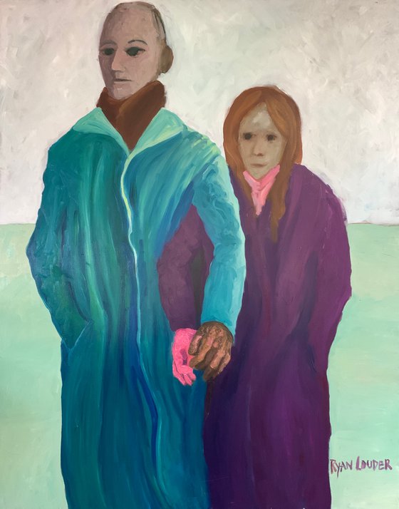 Holding Hands On A Winters Day Painting by Ryan Louder