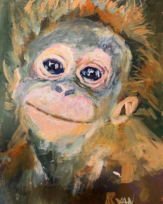 Baby Orangutan Painting by Ryan Louder