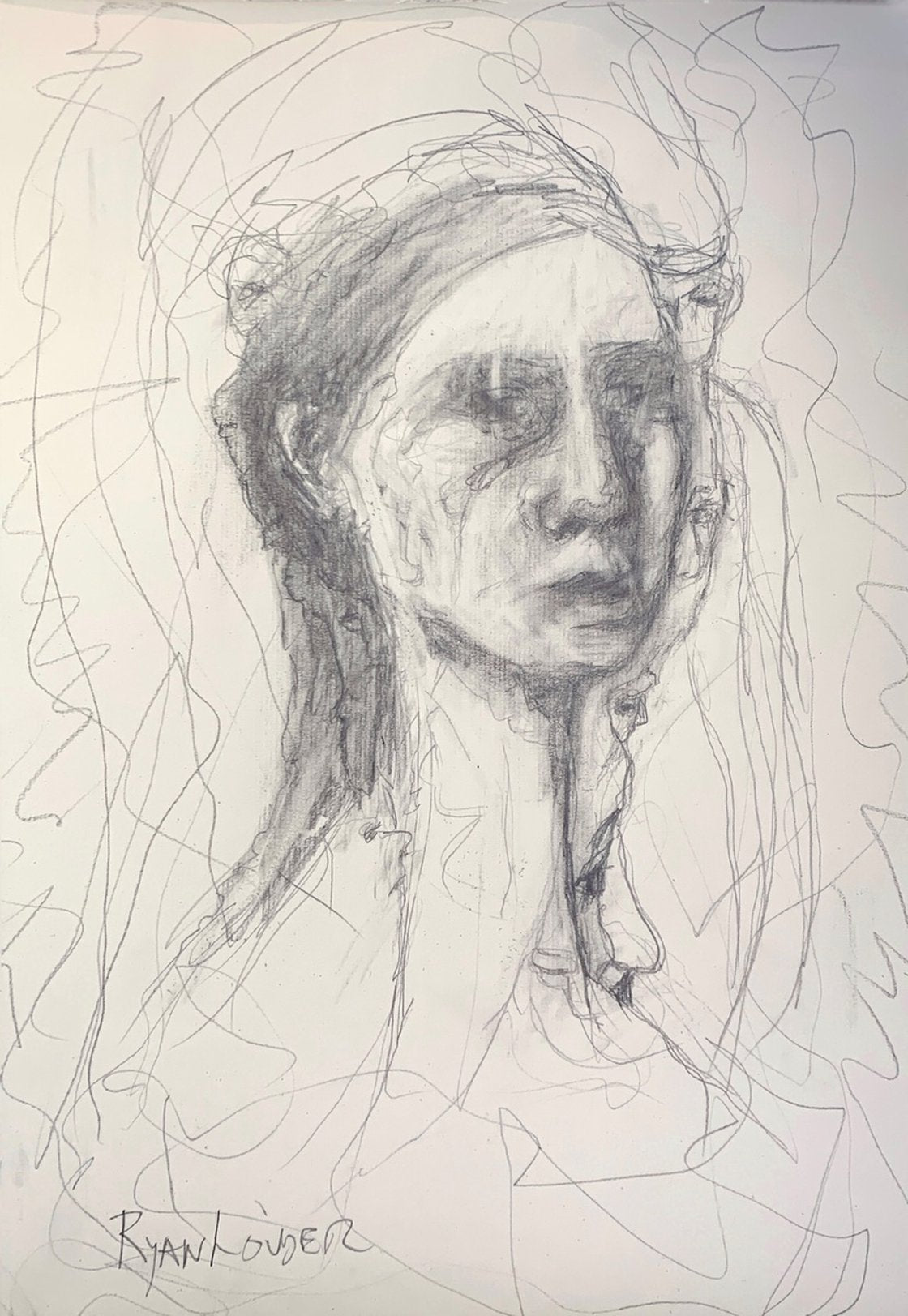 A painting titled 'Study Of Womans Face by Ryan  Louder' by Ryan Louder
