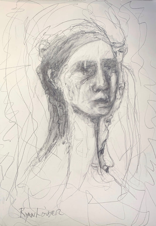 A painting titled 'Study Of Womans Face by Ryan  Louder' by Ryan Louder