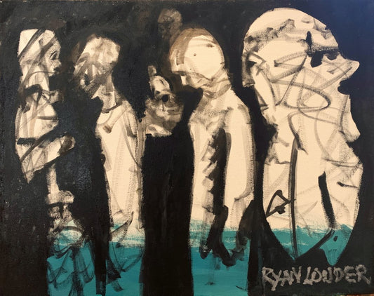 A painting titled 'The Girl Who Grew Up On A Rock by Ryan  Louder' by Ryan Louder