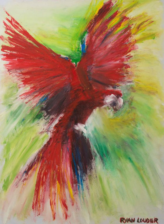 Macaw In Flight Painting by Ryan Louder