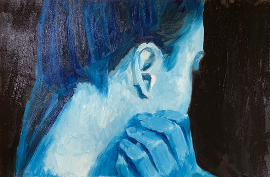 A painting titled 'Girl In Blue by Ryan  Louder' by Ryan Louder