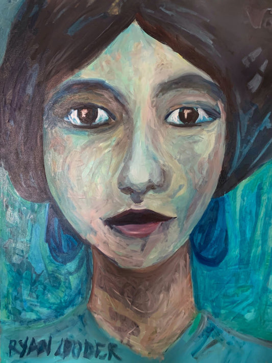 A painting titled 'Lady In Blue by Ryan  Louder' by Ryan Louder