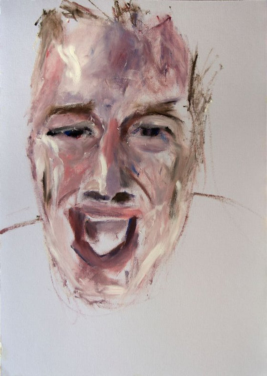 Self Portrait 12x9 Oil On Canvas Mans Face - Portrait of a Man - Portrait Painting by Ryan Louder