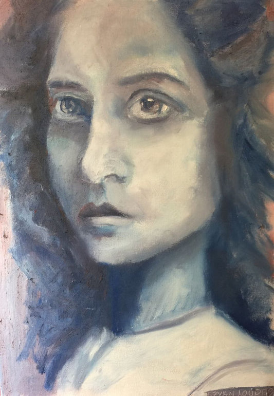 Portrait of a Girl Oil On Canvas Paper 9x12 by Ryan  Louder - Sold