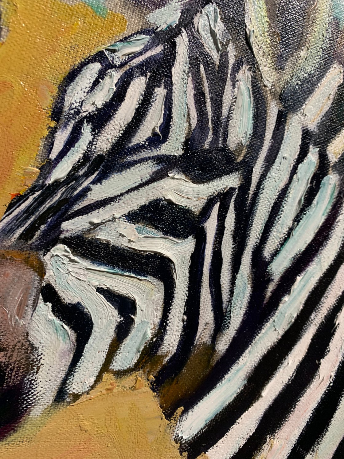 A painting titled 'Zebras In A Field by Ryan  Louder' by Ryan Louder