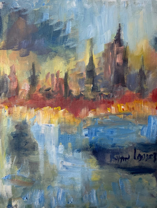 A painting titled 'City From The River by Ryan  Louder' by Ryan Louder