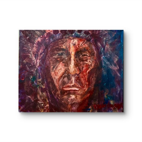 A painting titled 'Chief of the Tribe by Ryan  Louder' by Artworks by Ryan Louder