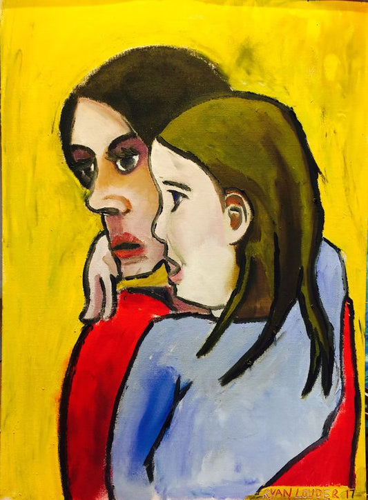 Mother and Child Study oil on canvas paper 15.8x11.3 Painting by Ryan Louder