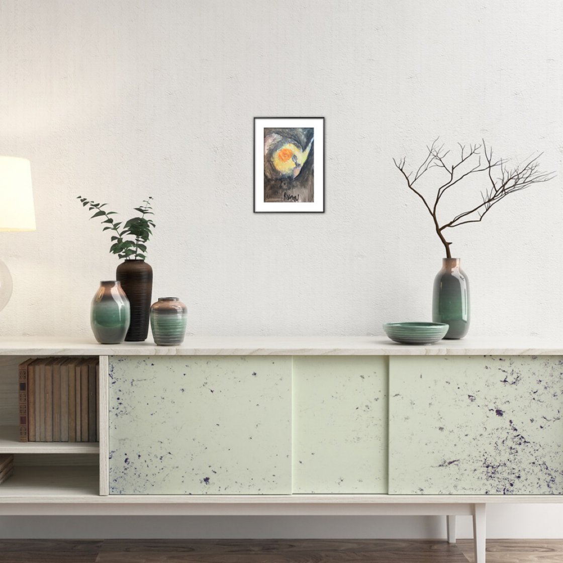 A painting titled 'Wanting his head stroked by Ryan  Louder' by Ryan Louder