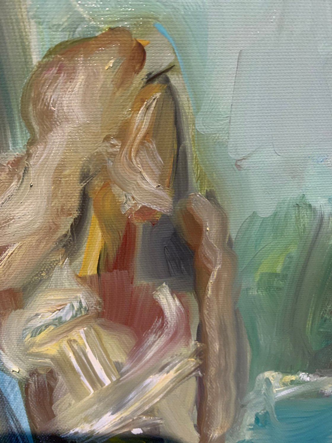 A painting titled 'Meeting Point In London On A Summers Day by Ryan  Louder' by Ryan Louder