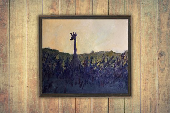 Giraffe at Sunset Painting by Ryan Louder