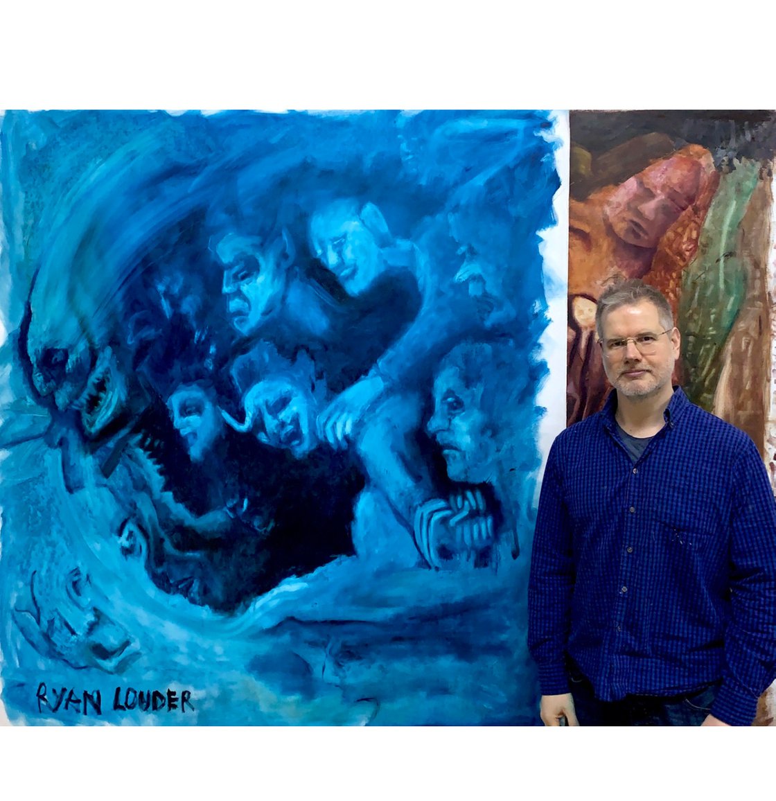 A painting titled 'The Happy Interrogation by Ryan  Louder' by Ryan Louder