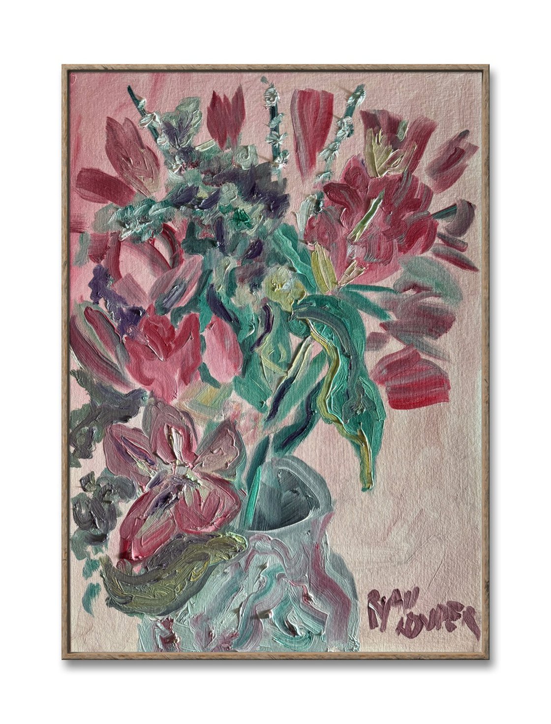 A painting titled 'Pink Lillies by Ryan  Louder' by Ryan Louder