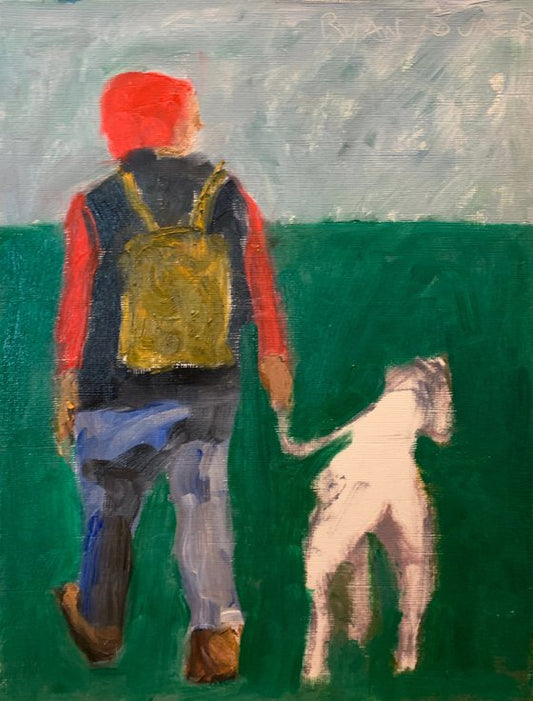 Dog Walking In The Park Painting by Ryan Louder