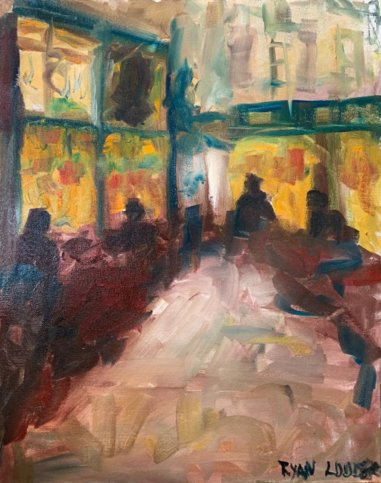 A painting titled 'Covent Garden At Night by Ryan  Louder' by Ryan Louder