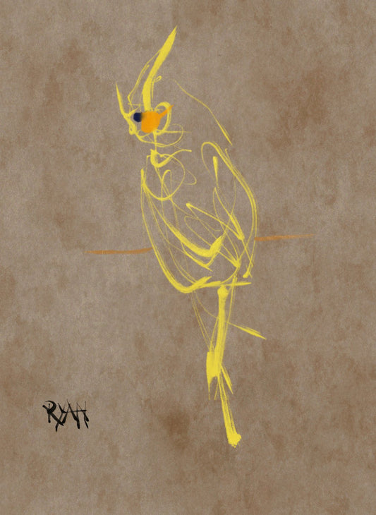 A painting titled 'The Yellow Cockatiel by Ryan  Louder' by Ryan Louder