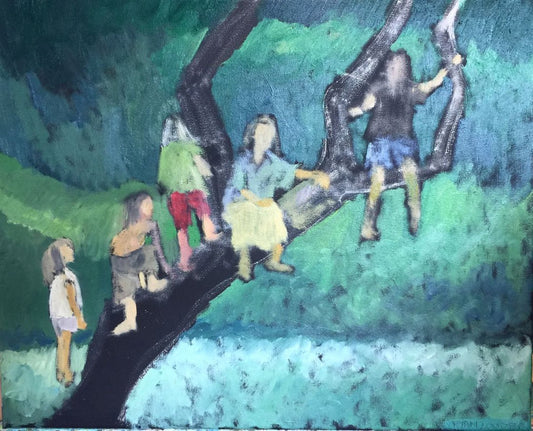 A painting titled 'Tree Climbing by Ryan  Louder' by Ryan Louder