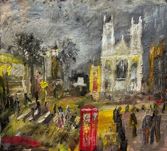 A painting titled 'Walking From London Victoria Westminster by Ryan  Louder' by Ryan Louder