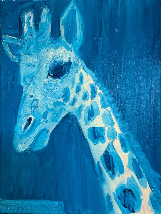 Blue Giraffe Painting by Ryan Louder