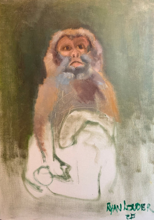 A painting titled 'Monkey Looking To The Sky by Ryan  Louder' by Ryan Louder
