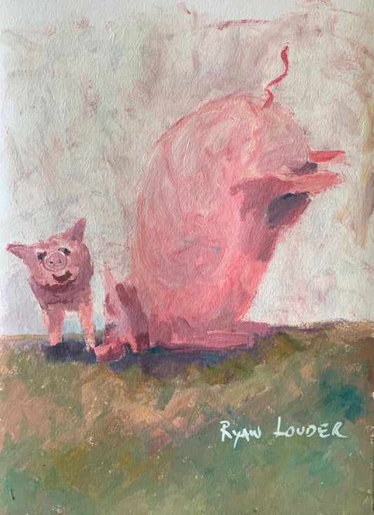 A painting titled 'The Hand Standing Pig by Ryan  Louder' by Ryan Louder